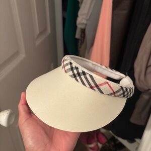 Cream Plaid Trim Visor